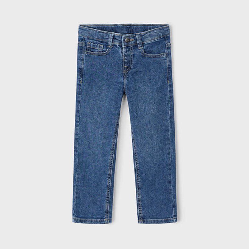Medium Denim Straight Fit Jeans