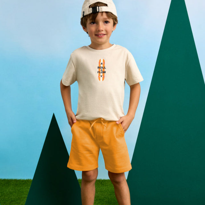 Orange Basic Fleece Shorts