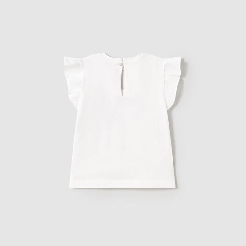 White Knit Ruffle T-Shirt