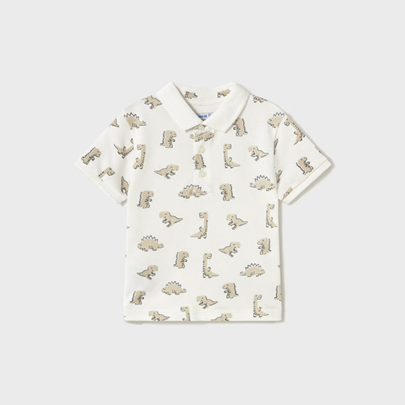 Cream Dino Short Sleeve Polo