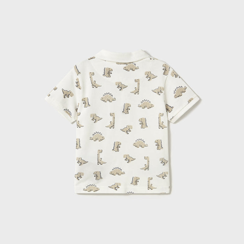 Cream Dino Short Sleeve Polo