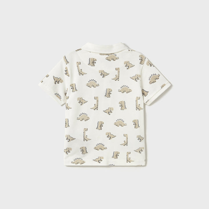 Cream Dino Short Sleeve Polo