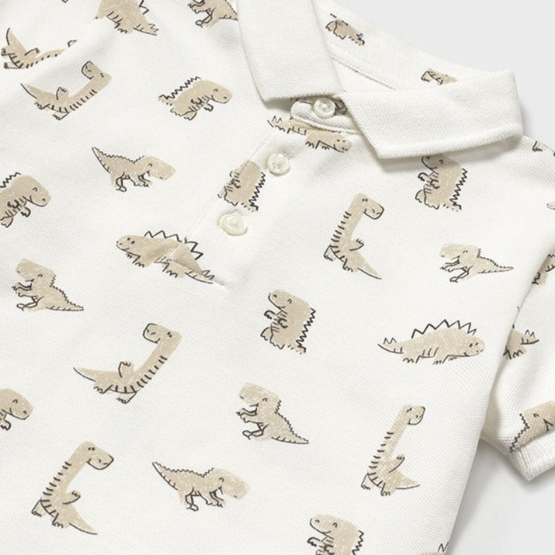 Cream Dino Short Sleeve Polo
