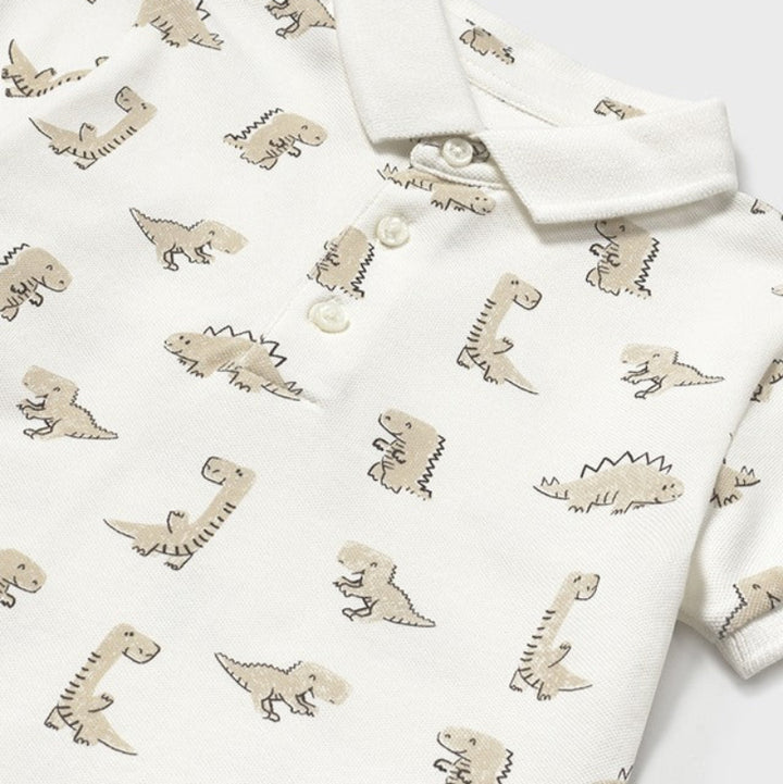 Cream Dino Short Sleeve Polo