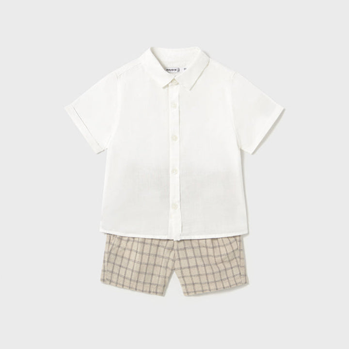 White & Beige Dressy Short Set
