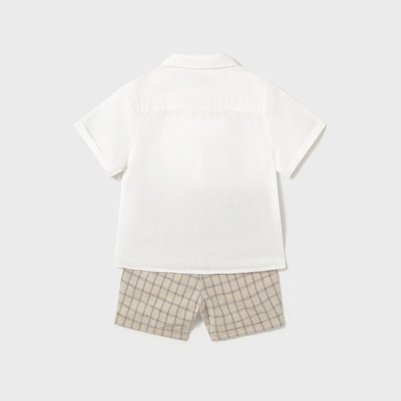White & Beige Dressy Short Set
