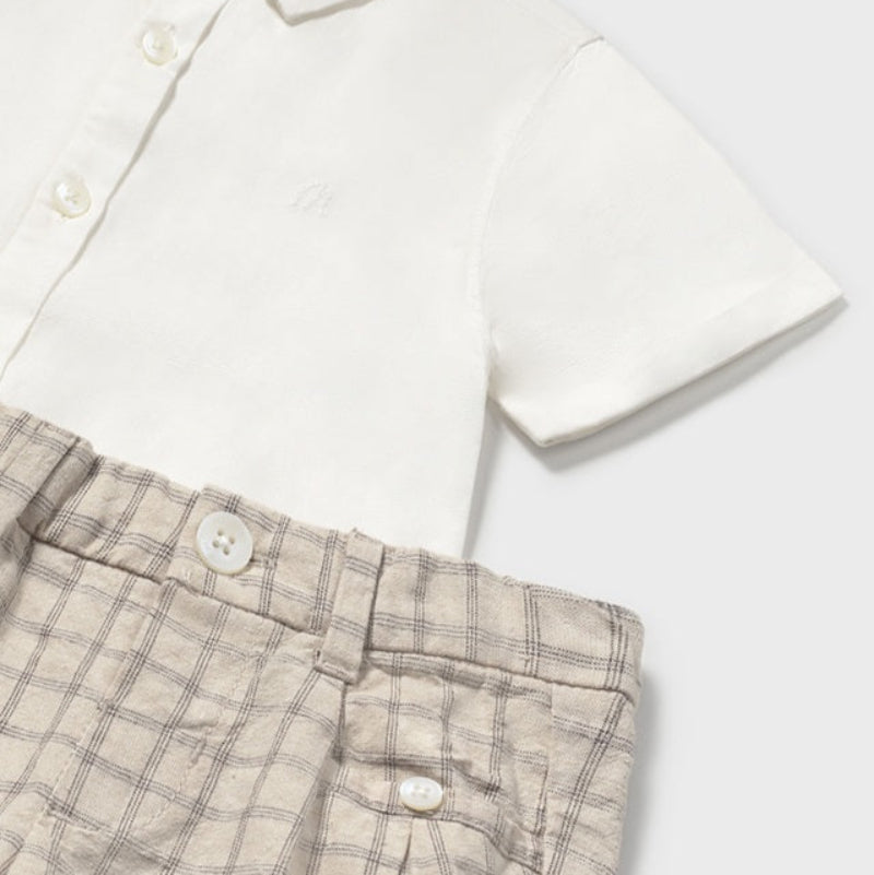 White & Beige Dressy Short Set
