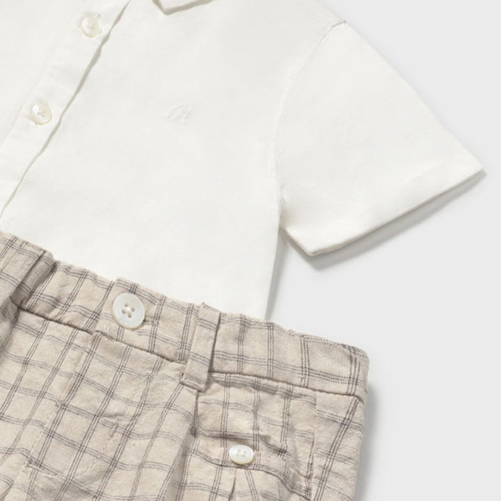 White & Beige Dressy Short Set