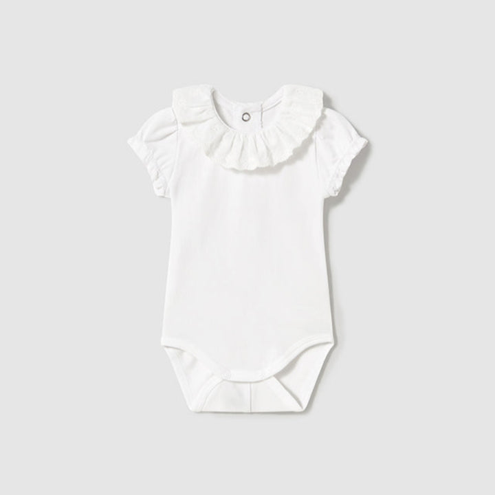 White Ruffle Collar Bodysuit