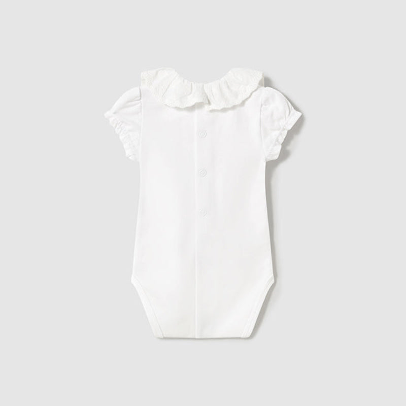 White Ruffle Collar Bodysuit
