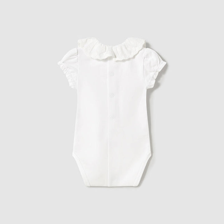 White Ruffle Collar Bodysuit
