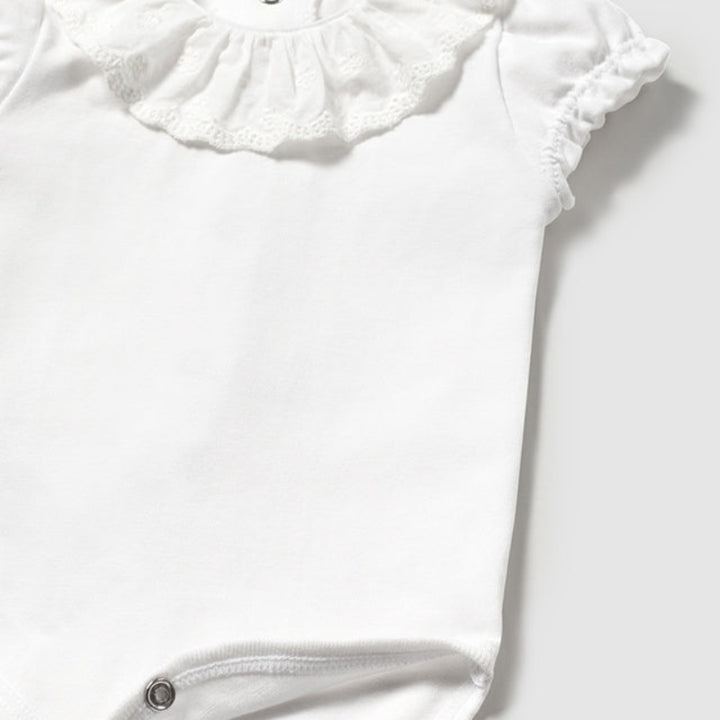 White Ruffle Collar Bodysuit