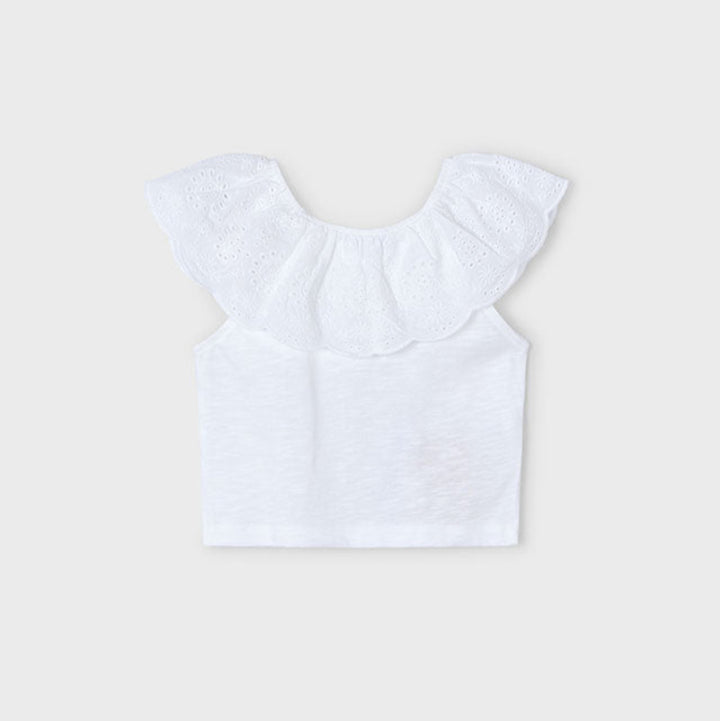 White Eyelet Ruffle T-Shirt