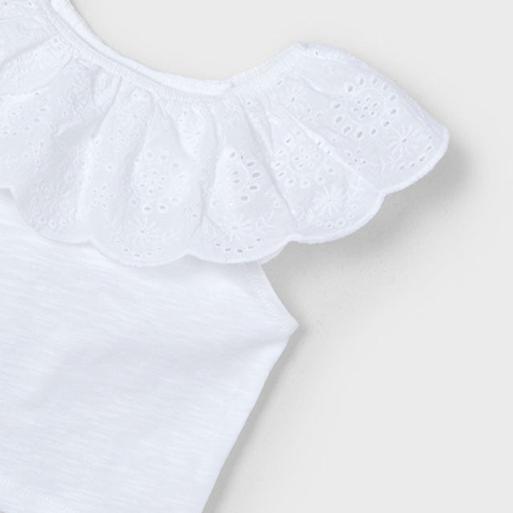 White Eyelet Ruffle T-Shirt