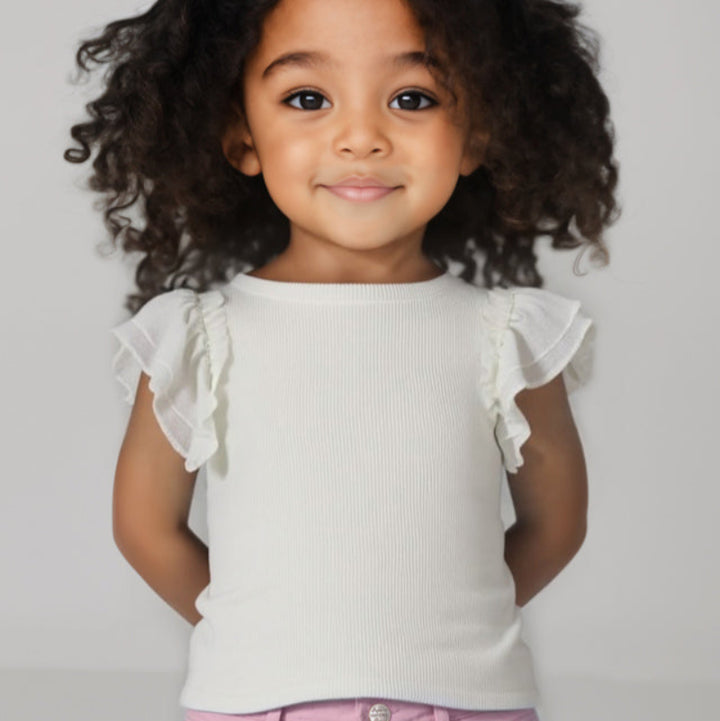 Cream Organza Ruffle T-Shirt