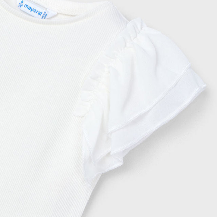 Cream Organza Ruffle T-Shirt