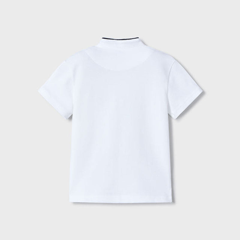 White Mao Collar Polo