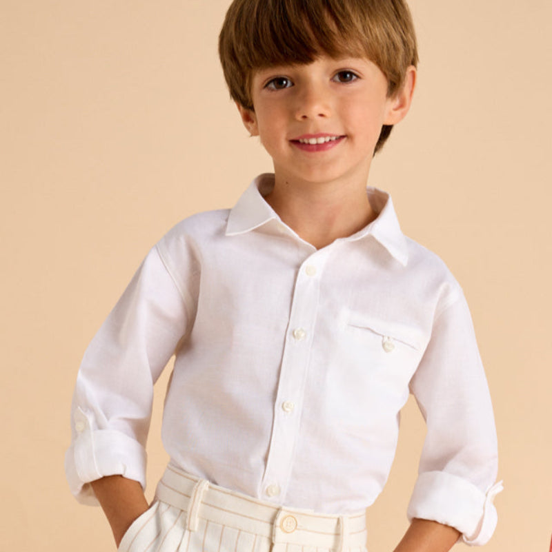 White Long Sleeve Linen Shirt
