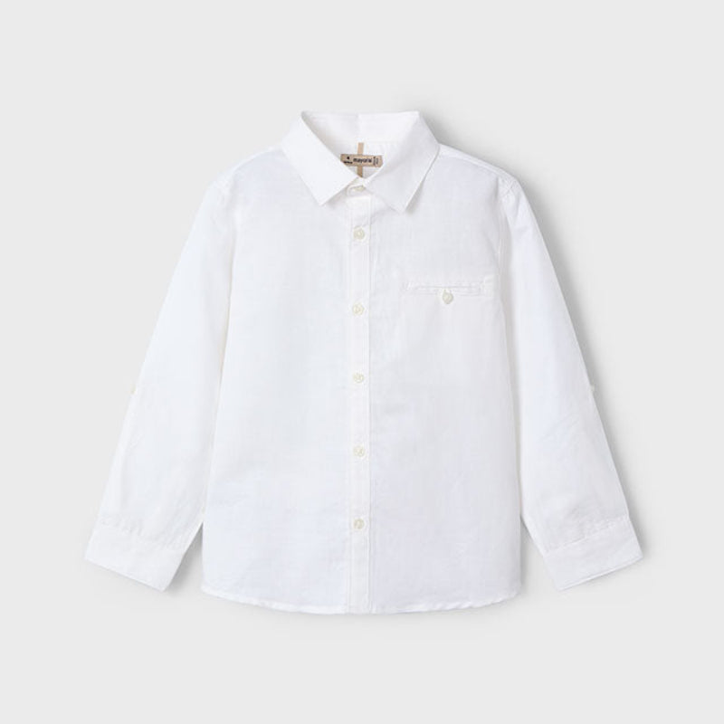White Long Sleeve Linen Shirt