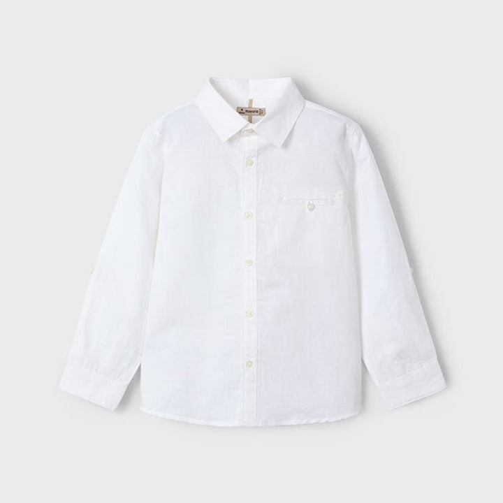White Long Sleeve Linen Shirt