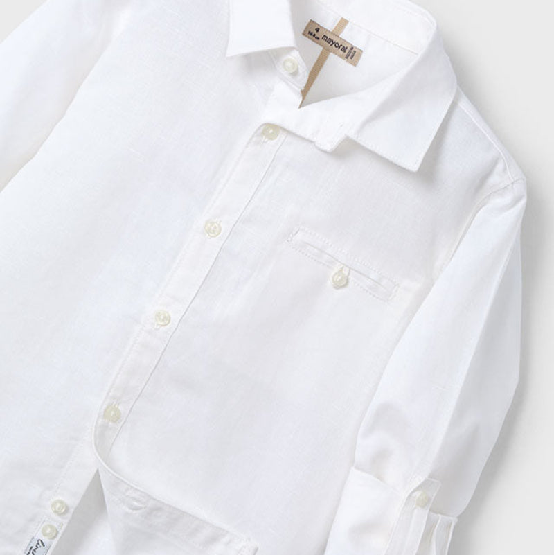 White Long Sleeve Linen Shirt