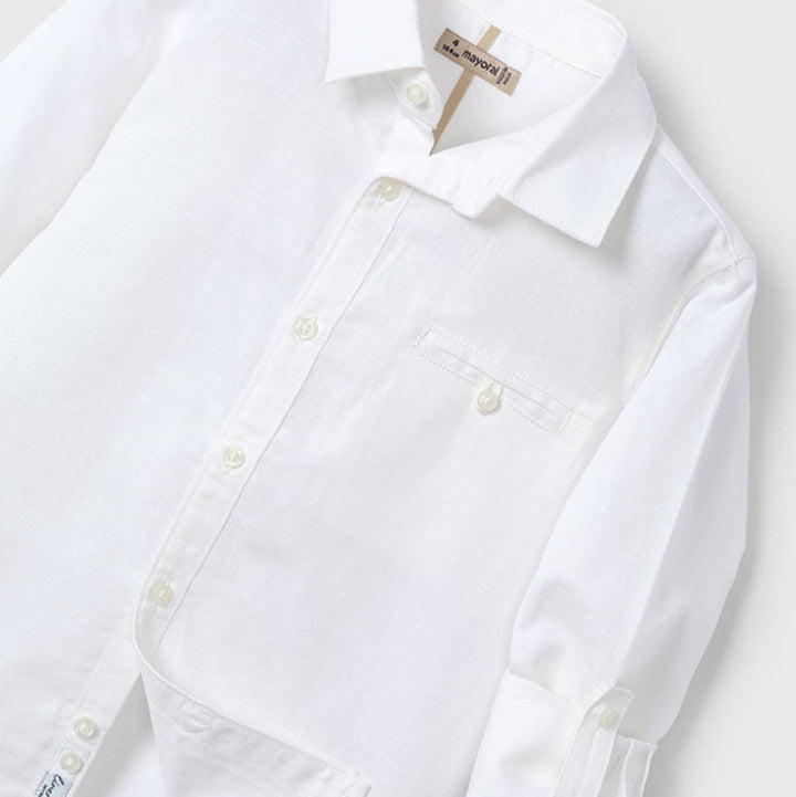 White Long Sleeve Linen Shirt