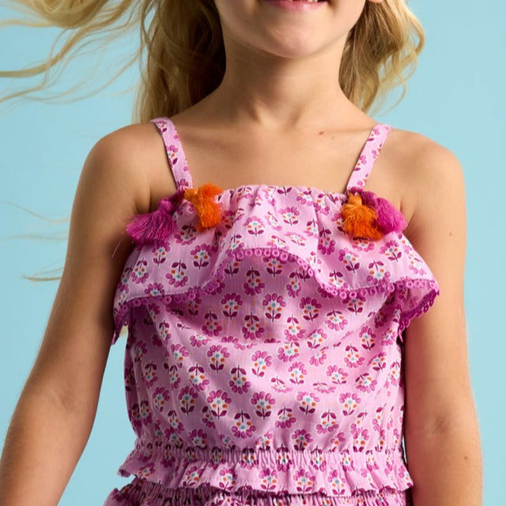 Mauve Ruffle Floral Top