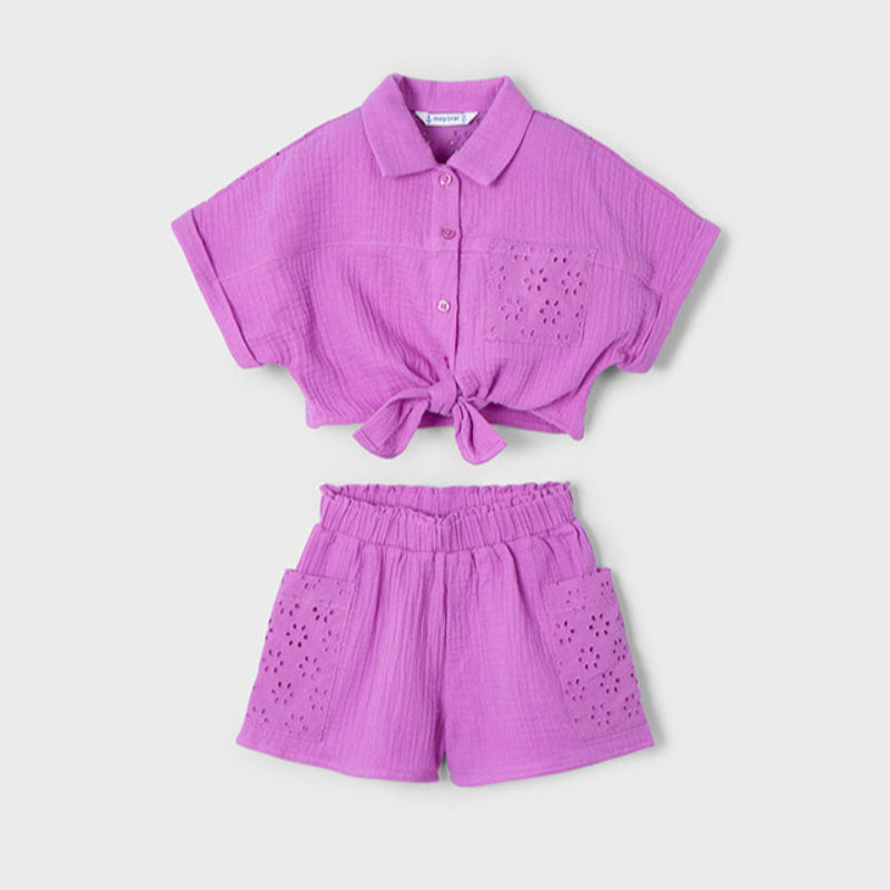 Orchid Eyelet Short Set