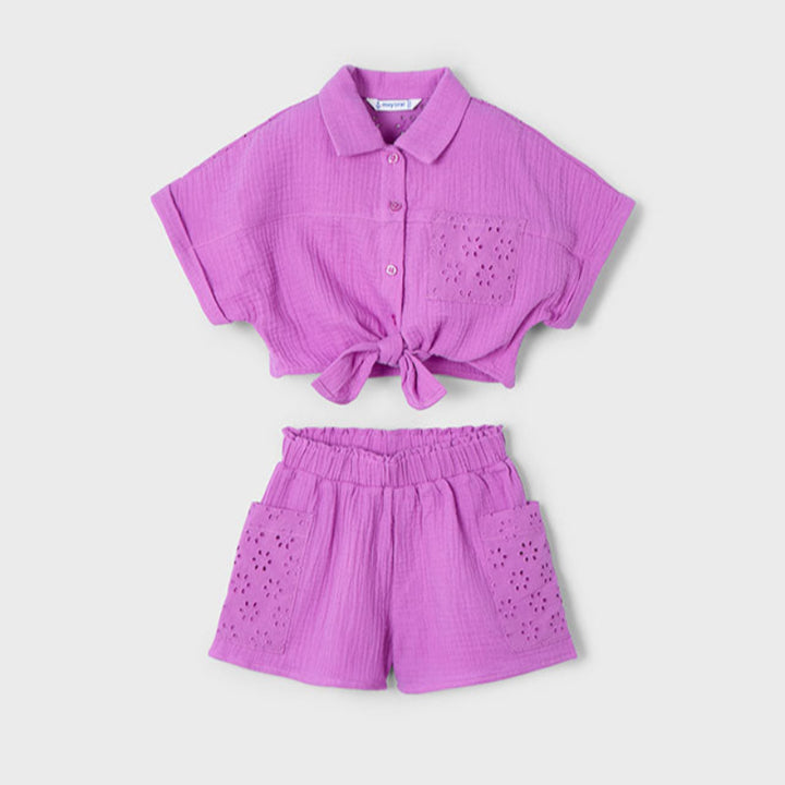 Orchid Eyelet Short Set