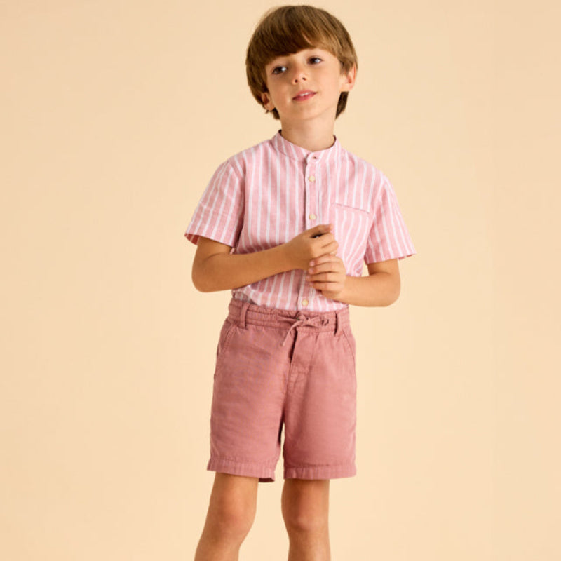 Guava Linen Bermuda Shorts