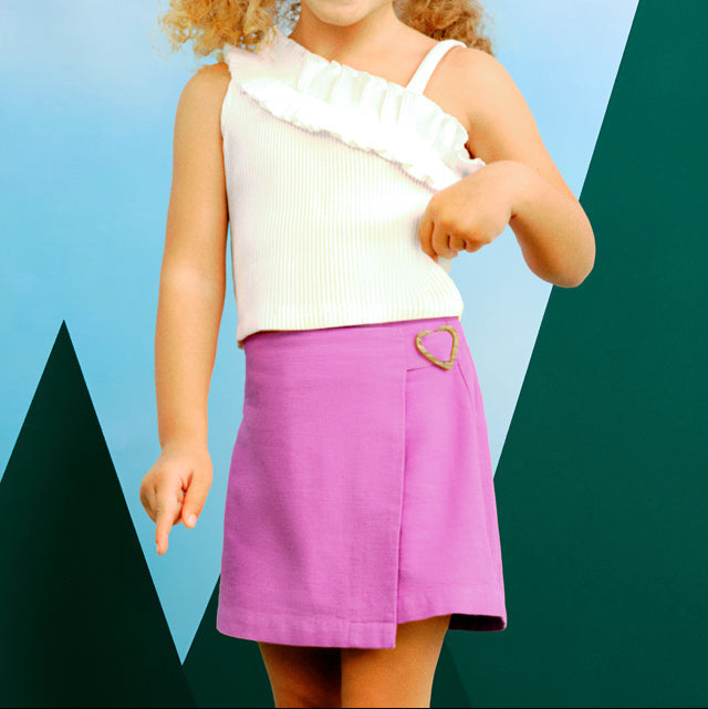 Orchid Heart Buckle Skort