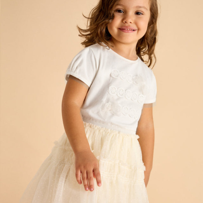 Cream Tulle Plumetti Skirt