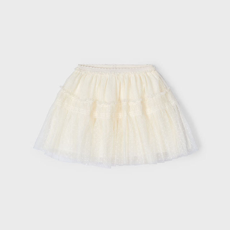 Cream Tulle Plumetti Skirt