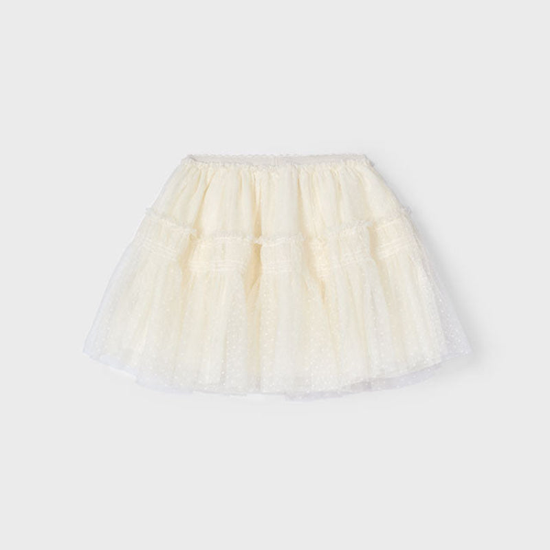 Cream Tulle Plumetti Skirt