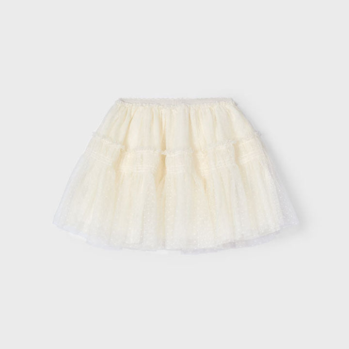 Cream Tulle Plumetti Skirt