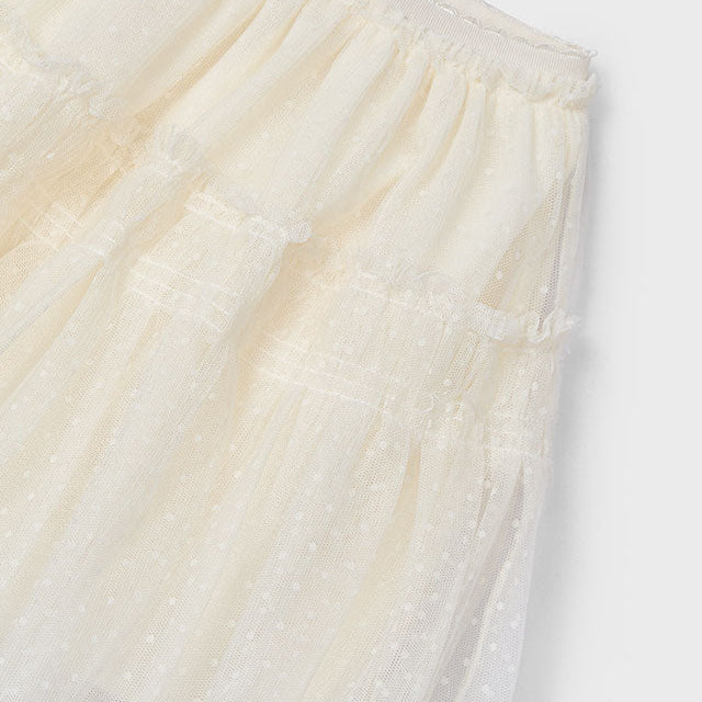 Cream Tulle Plumetti Skirt