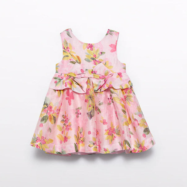 Baby Girl Fuchsia Floral Linen Dress
