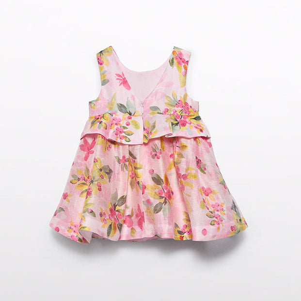 Baby Girl Fuchsia Floral Linen Dress