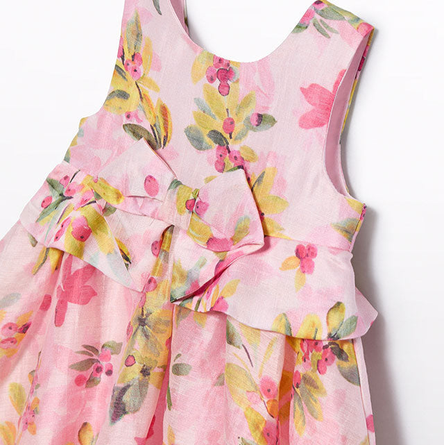 Baby Girl Fuchsia Floral Linen Dress
