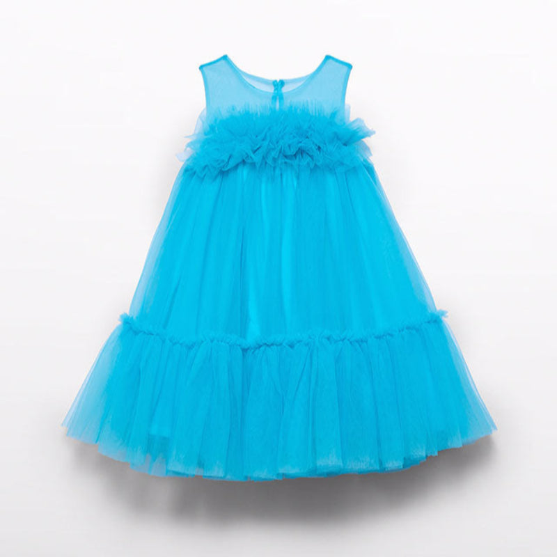 Turquoise Ruffle Tulle Dress