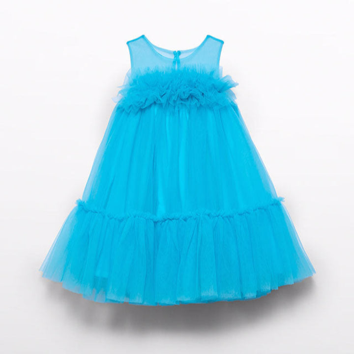 Turquoise Ruffle Tulle Dress