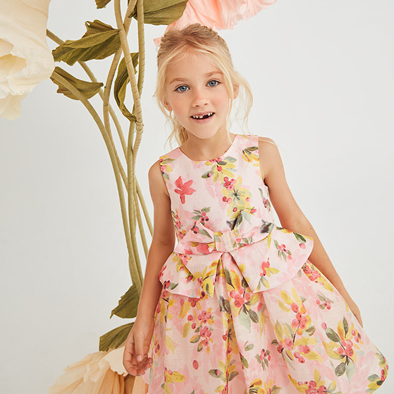 Fuchsia Floral Linen Dress