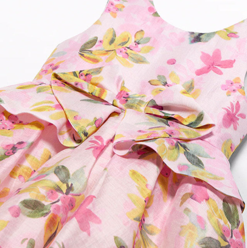 Fuchsia Floral Linen Dress