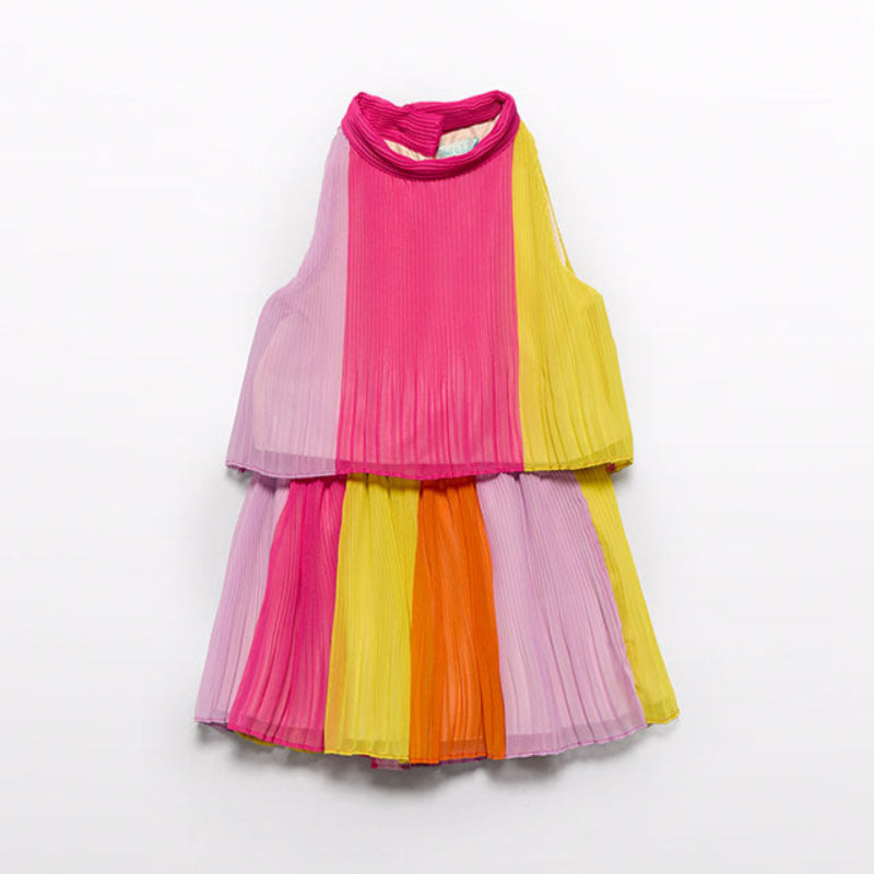 Multicolor Block Skirt Set