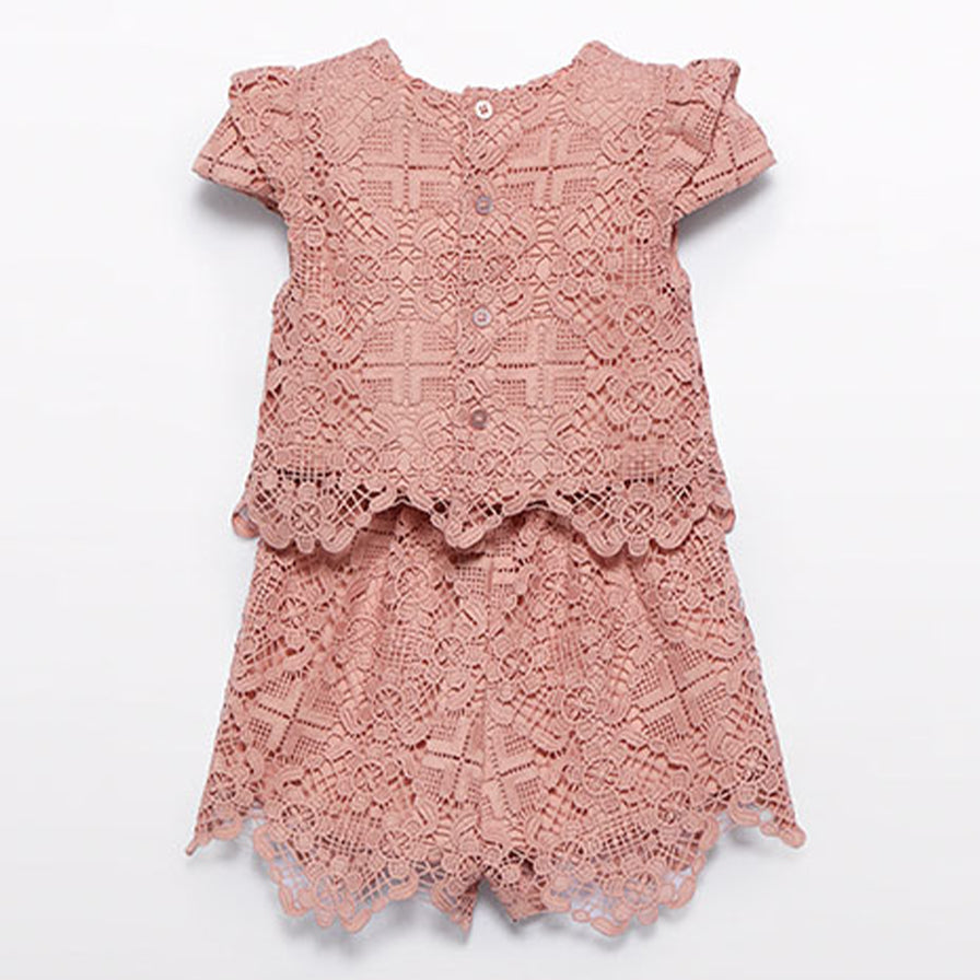 Salmon Crochet Short Set