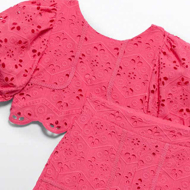 Fuchsia Eyelet Short Set