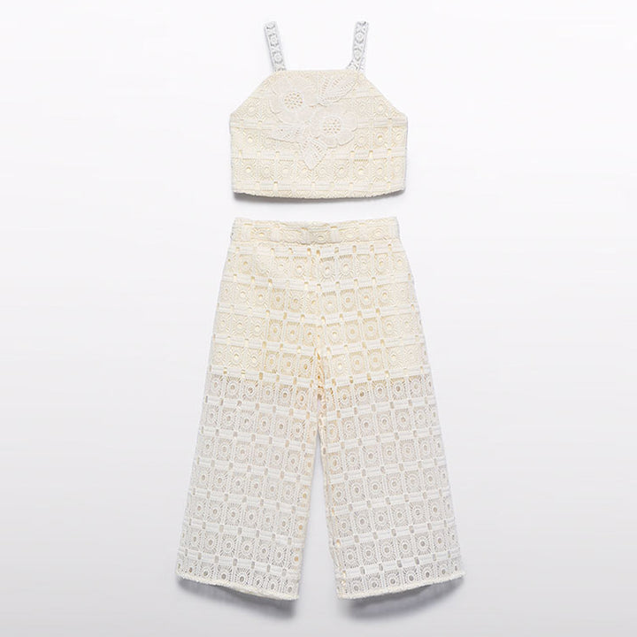 Natural Crochet Pant Set