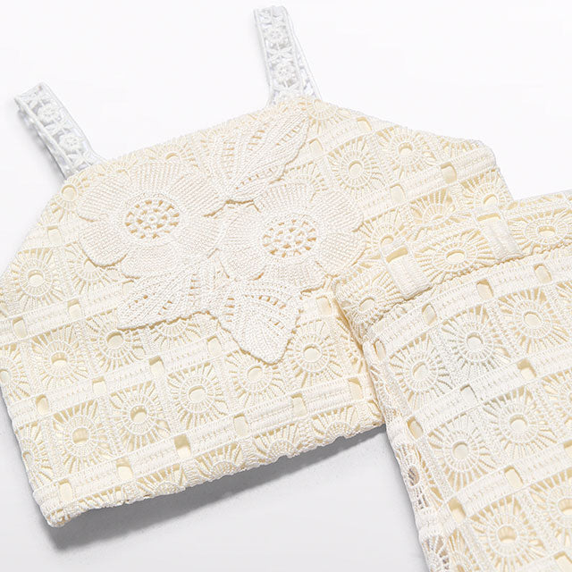 Natural Crochet Pant Set