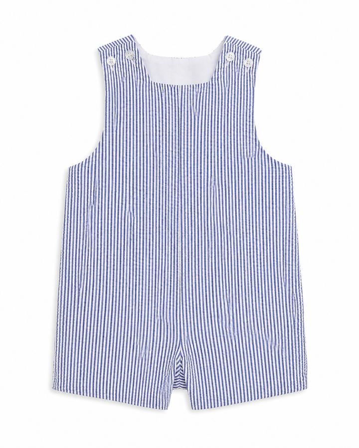 Navy Stripe Seersucker Short John John