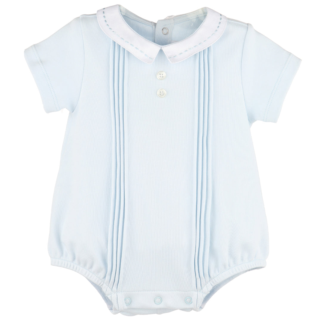 Blue Knit Pleated Bubble